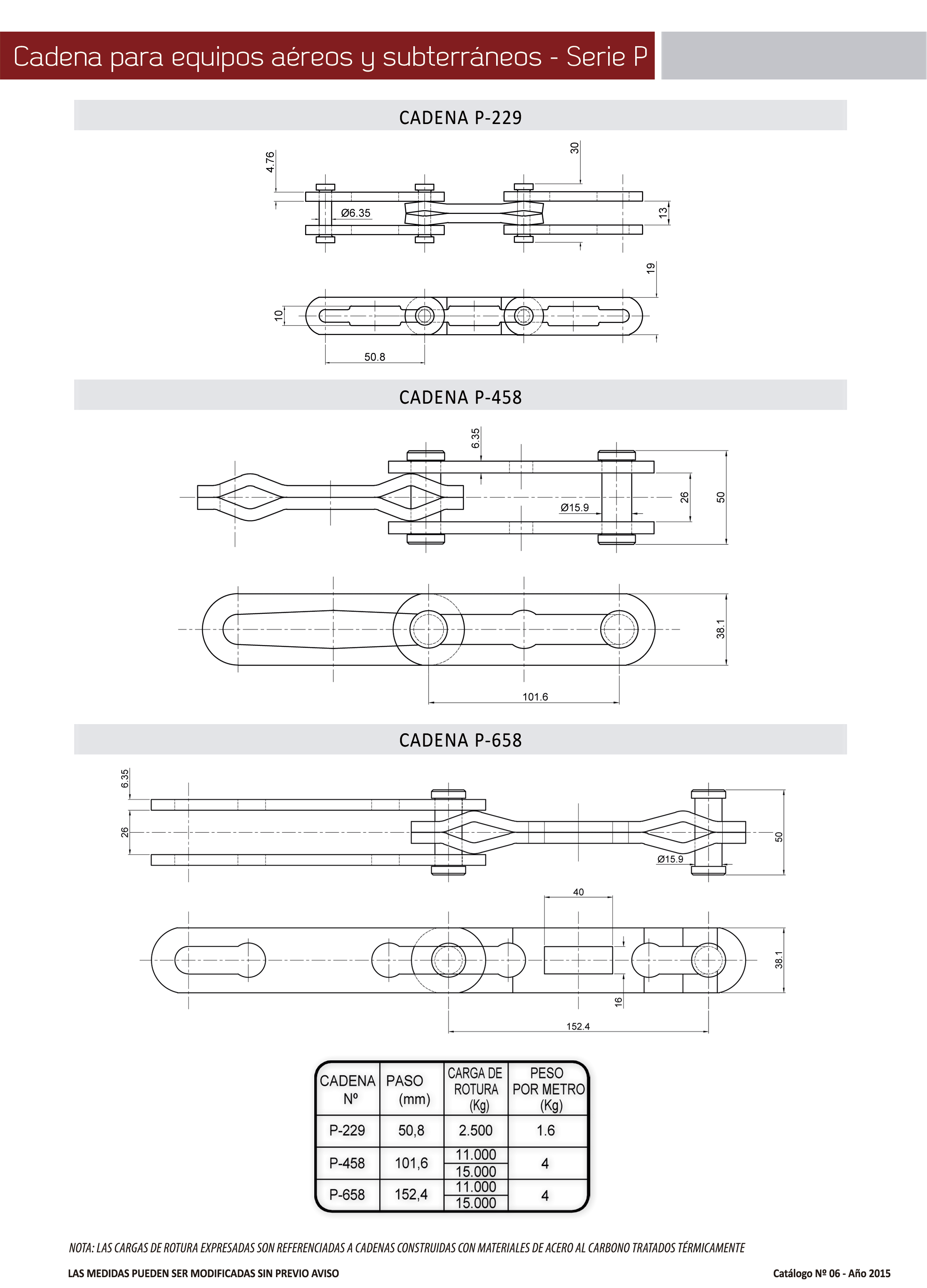 Cadena para equipos aéreos-subterráneos