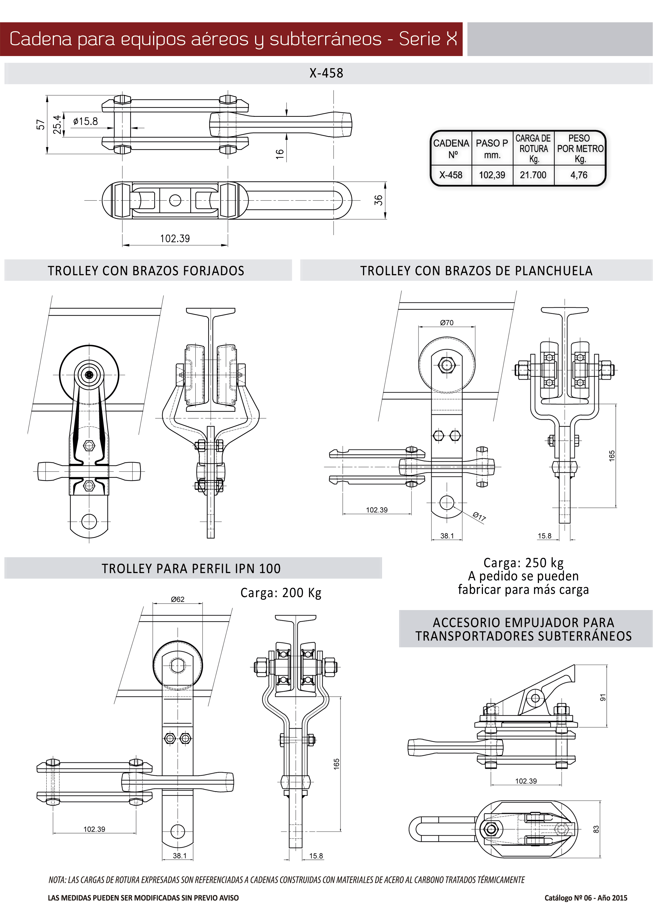 Cadena para equipos aéreos-subterráneos